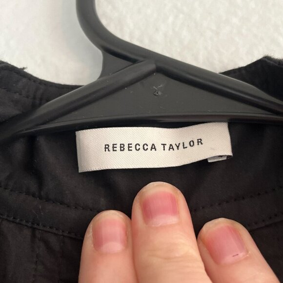 Rebecca Taylor Applique Lace Long Sleeve Poplin Dress Size 0 NWT Black - Picture 7 of 12